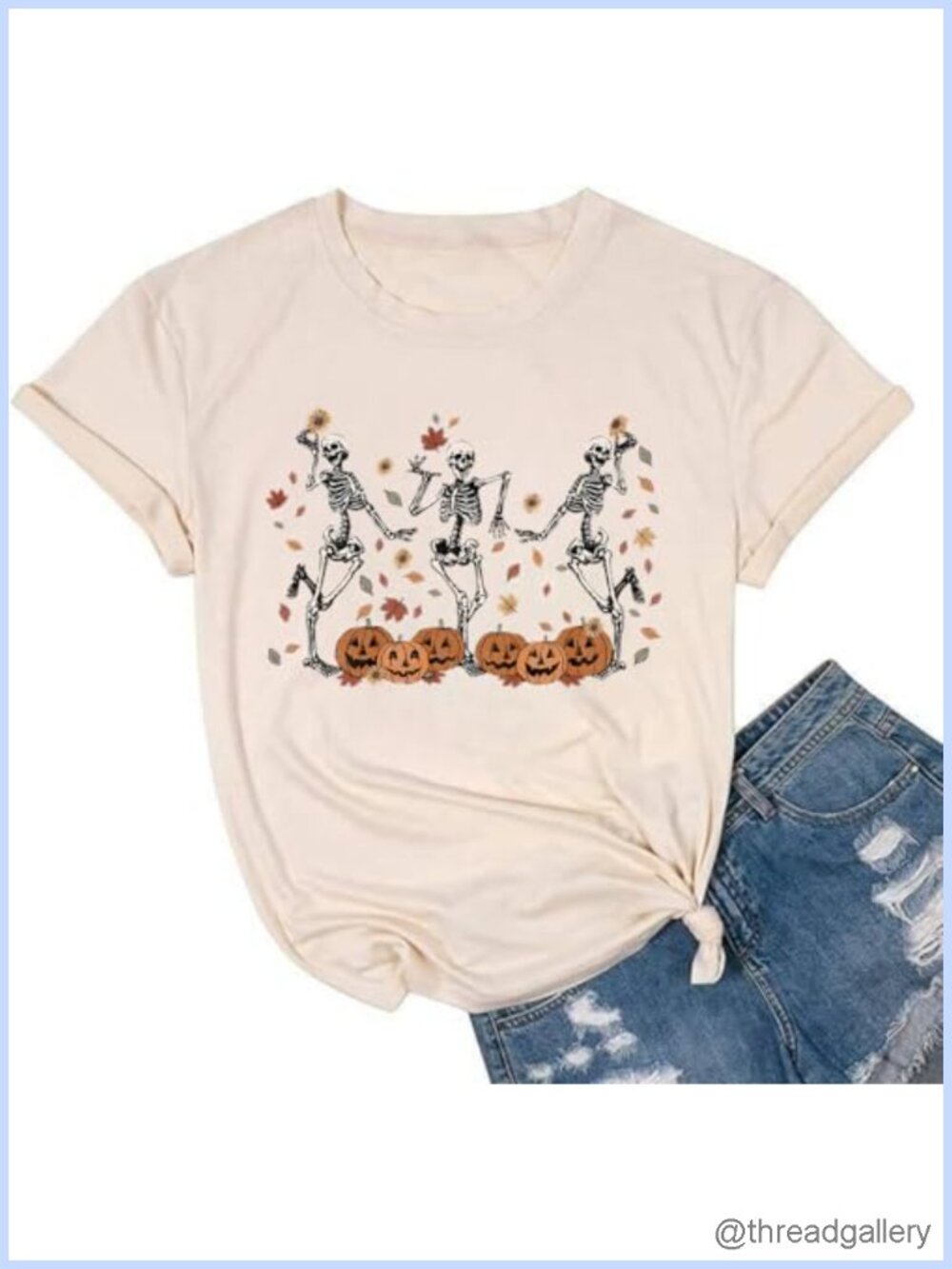 Women's Fall Pumpkin Graphic T-Shirt Thanksgiving Halloween Crew Neck